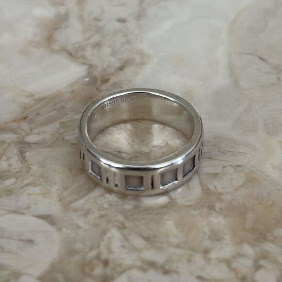 Tiffany & Co. 925 Sterling Silver Atlas Roman Numeral 6mm Band Ring Size 6.5 - Picture 3 of 11